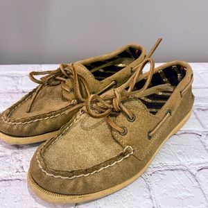 Sperry Top-sider gold glitter loafers women’s 6.5